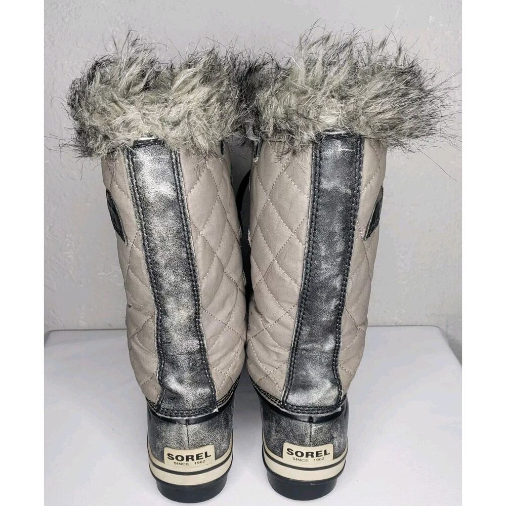 Sorel Tofino Distressed Womens 8.5 Gray Waterproof Lace Up Faux Fur Winter Boots - Picture 6 of 13